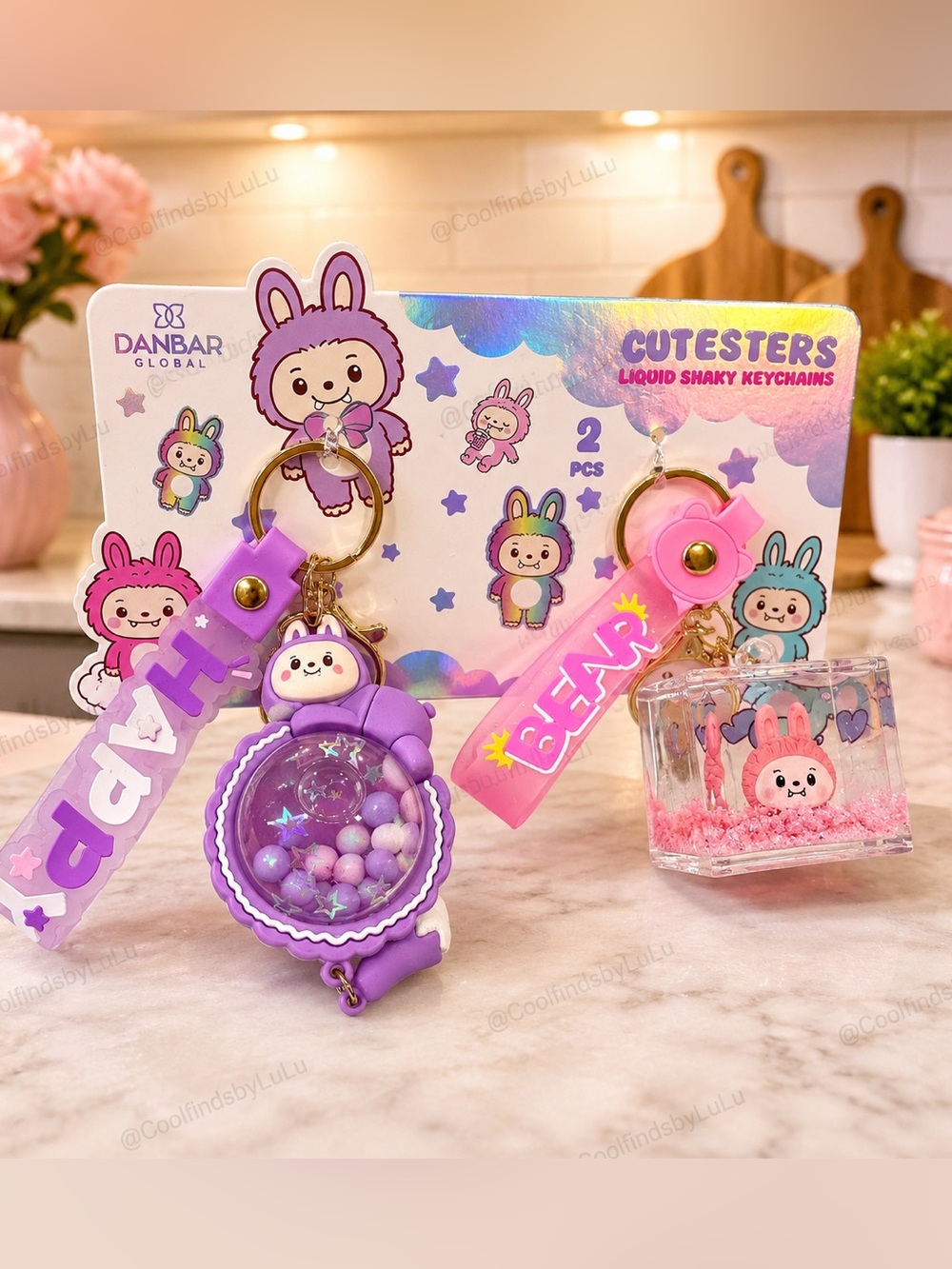 Danbar Global Cute Bunny Shaky Keychain Set YES two Keychain / Bag charm